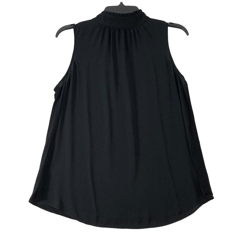 Loft Blouse Women's Small Black Semi Sheer Top Sleeveless Shirt Keyhole‎ Neck